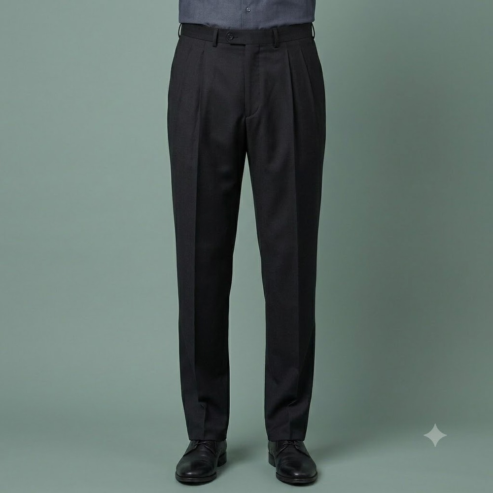 Santorelli Luxury Serge Dress Pants Men's 34 Dark Gray/Charcoal Como 2
